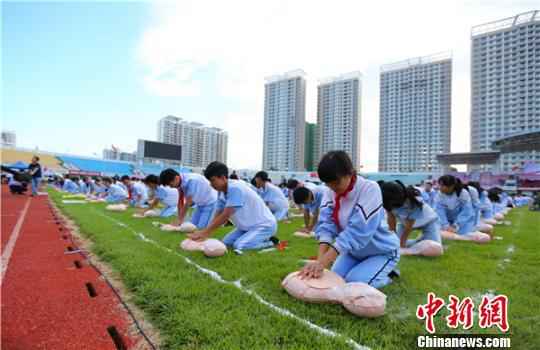 资料图：认真接受心肺复苏培训的学生们。　陈思国 摄